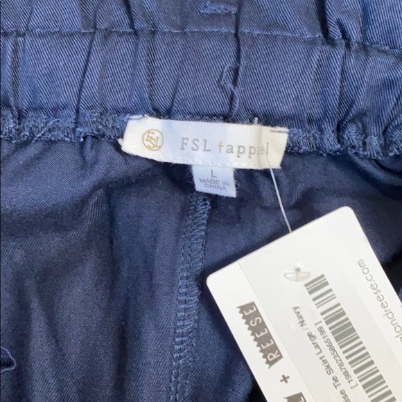 Royal & Reese Boutique Paper Bag Waist Skirt Faux Button-Up Preppy Navy Large - Picture 5 of 8